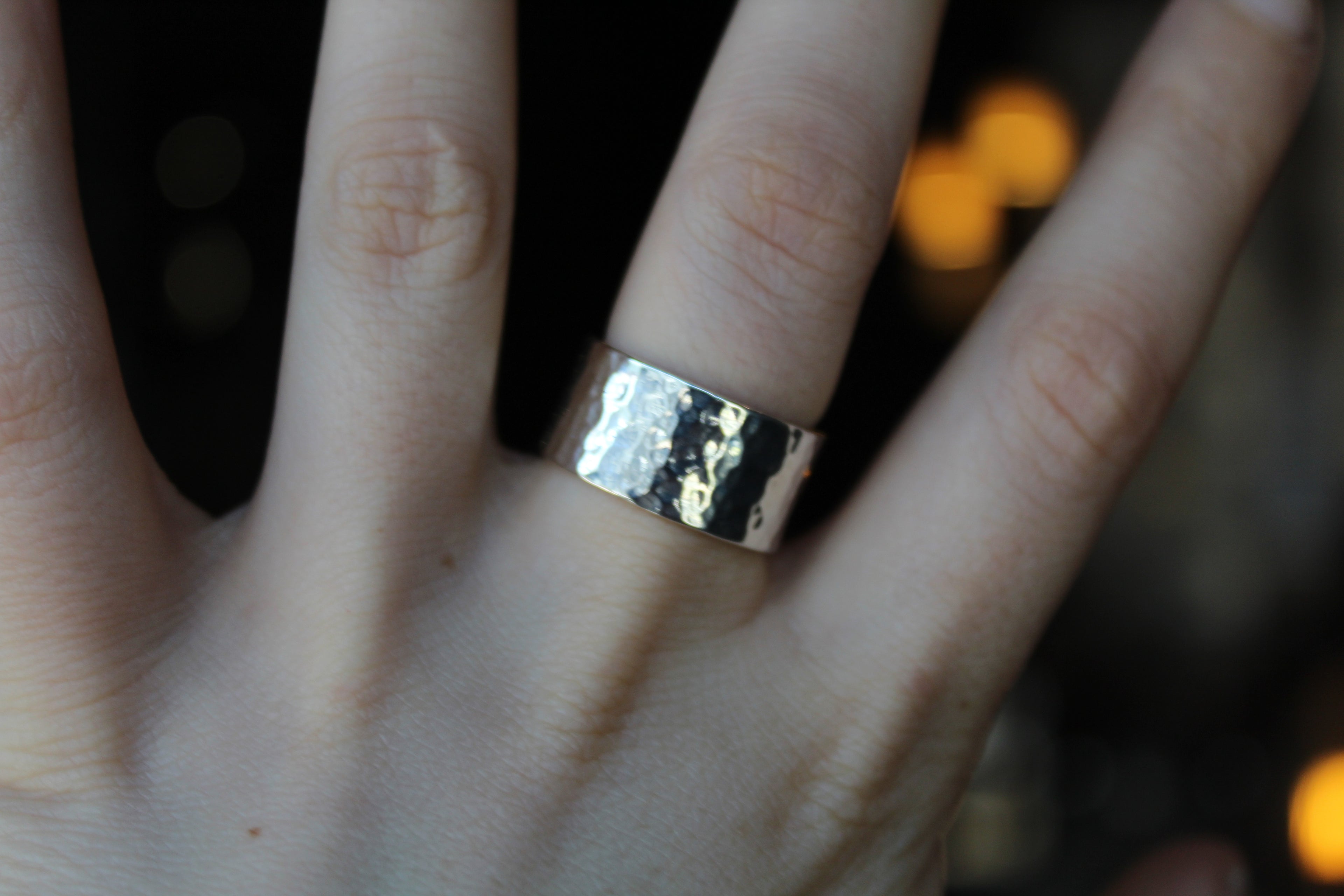 Hammered 10mm Silver Band