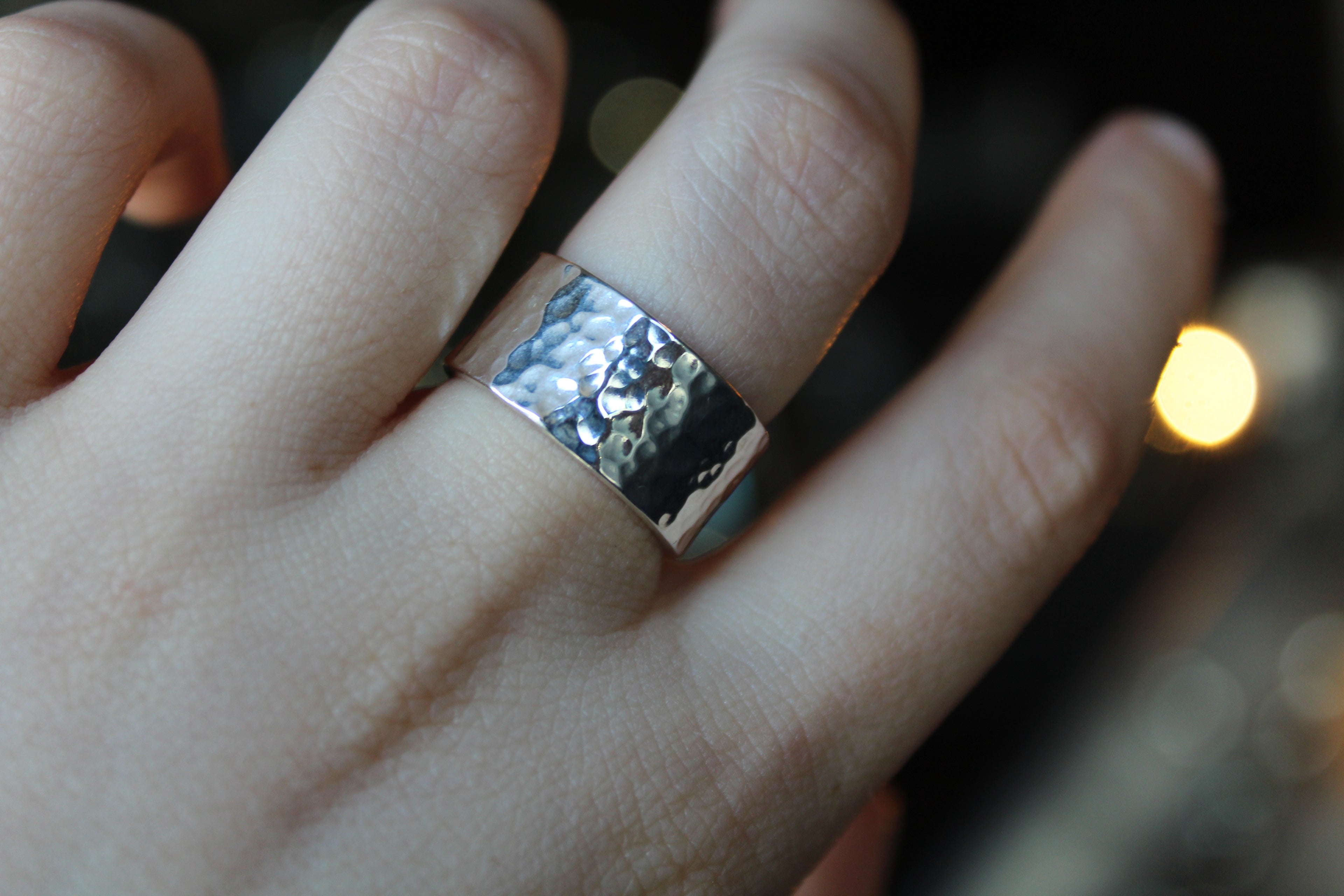 Hammered 10mm Silver Band