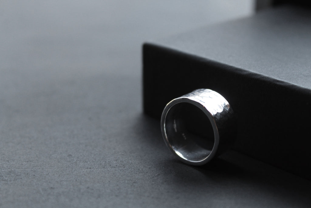 Hammered 10mm Silver Band