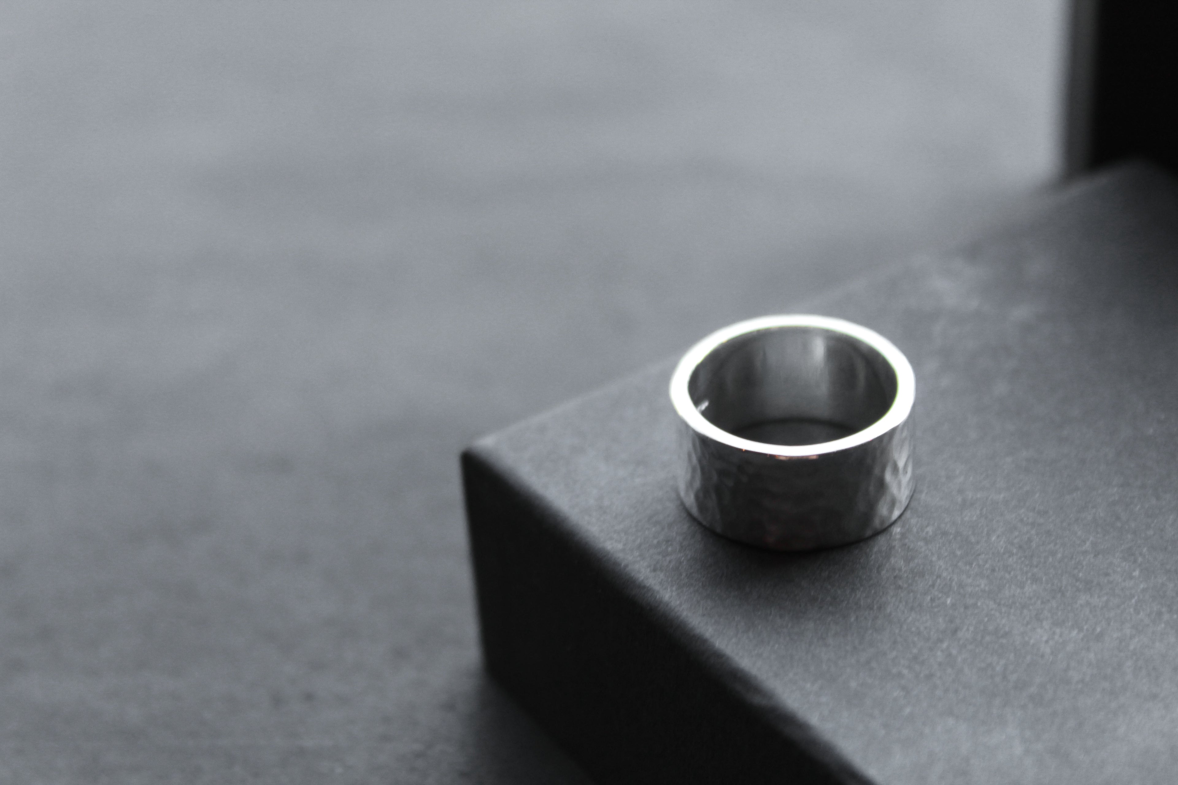 Hammered 10mm Silver Band