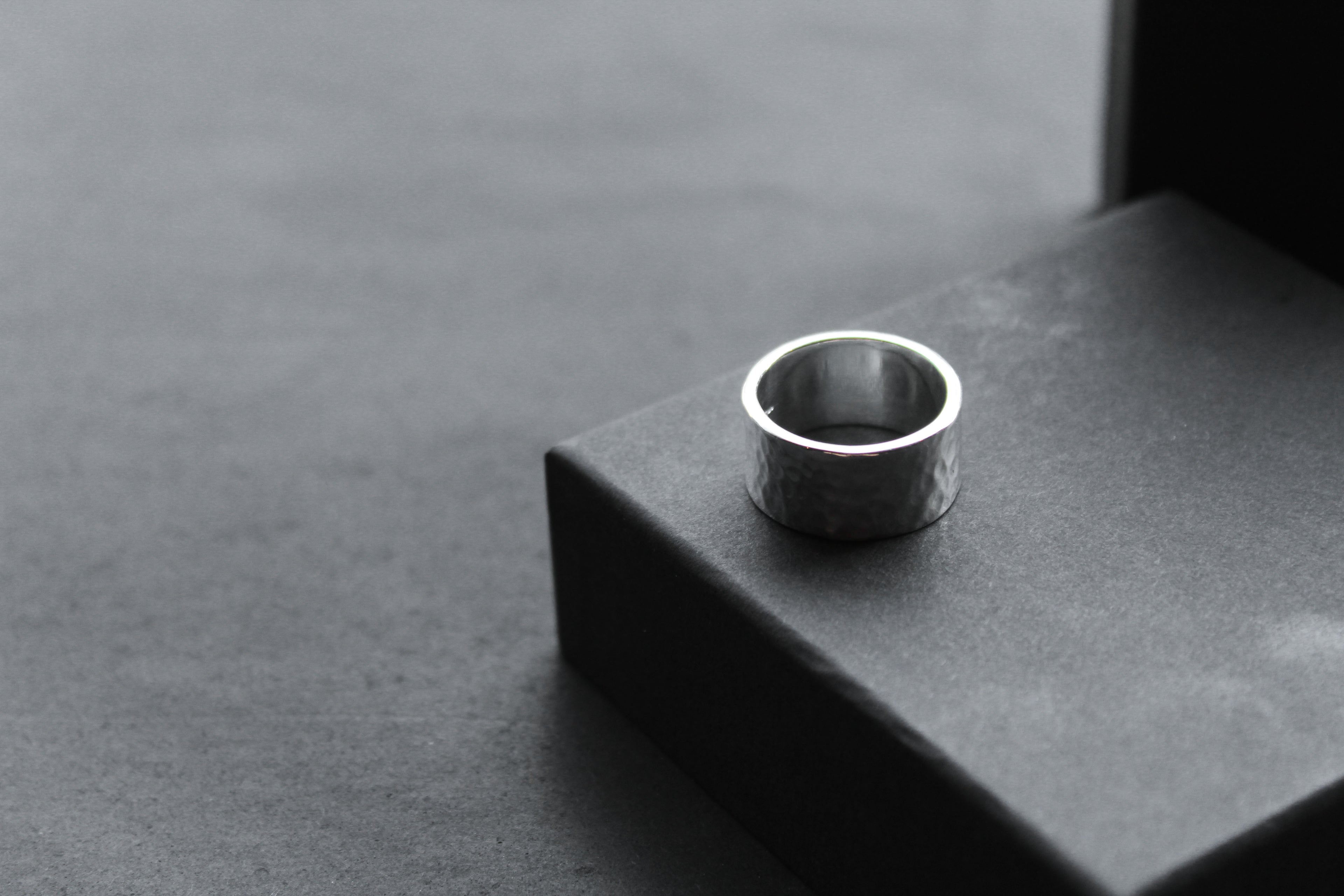 Hammered 10mm Silver Band