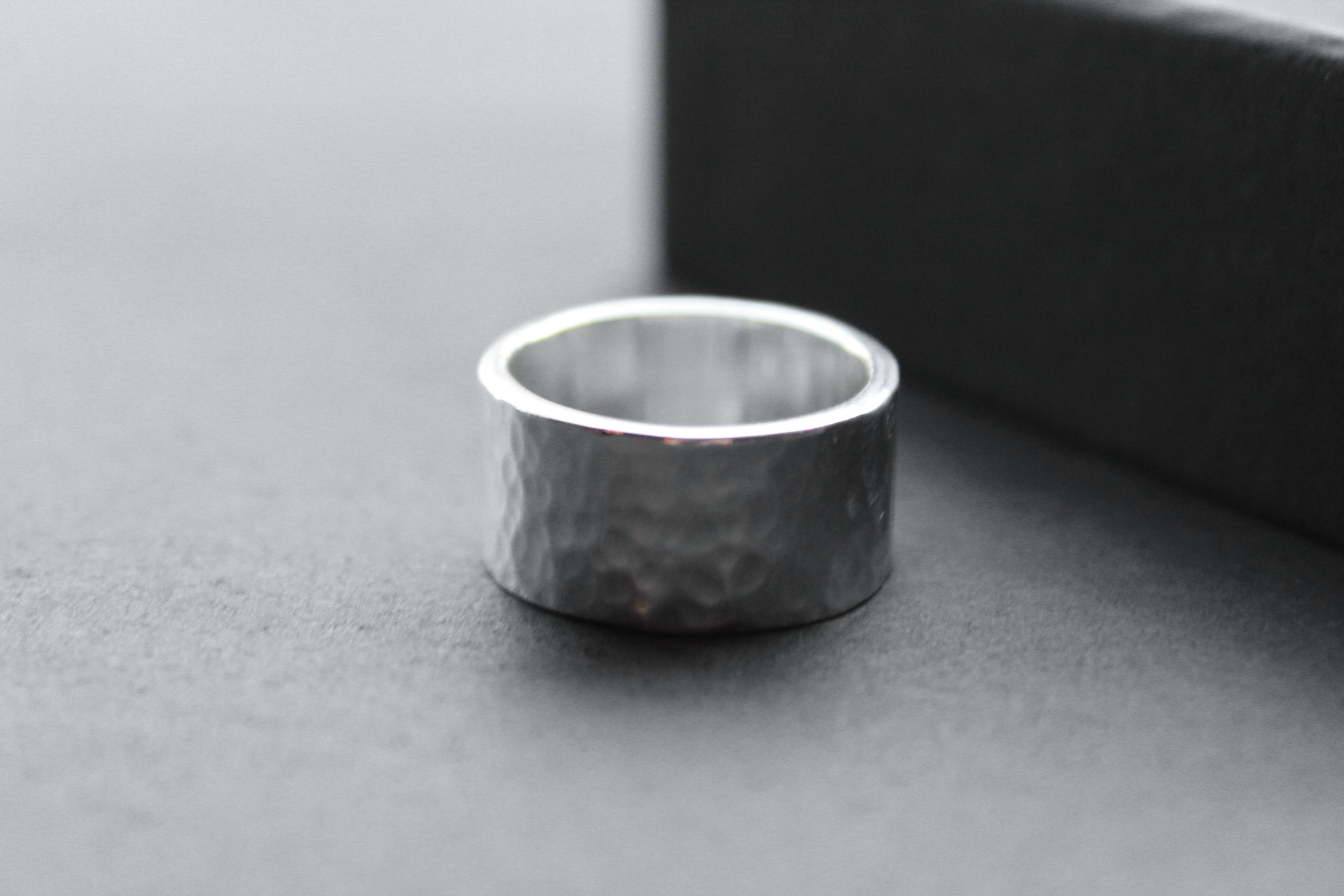 Hammered 10mm Silver Band