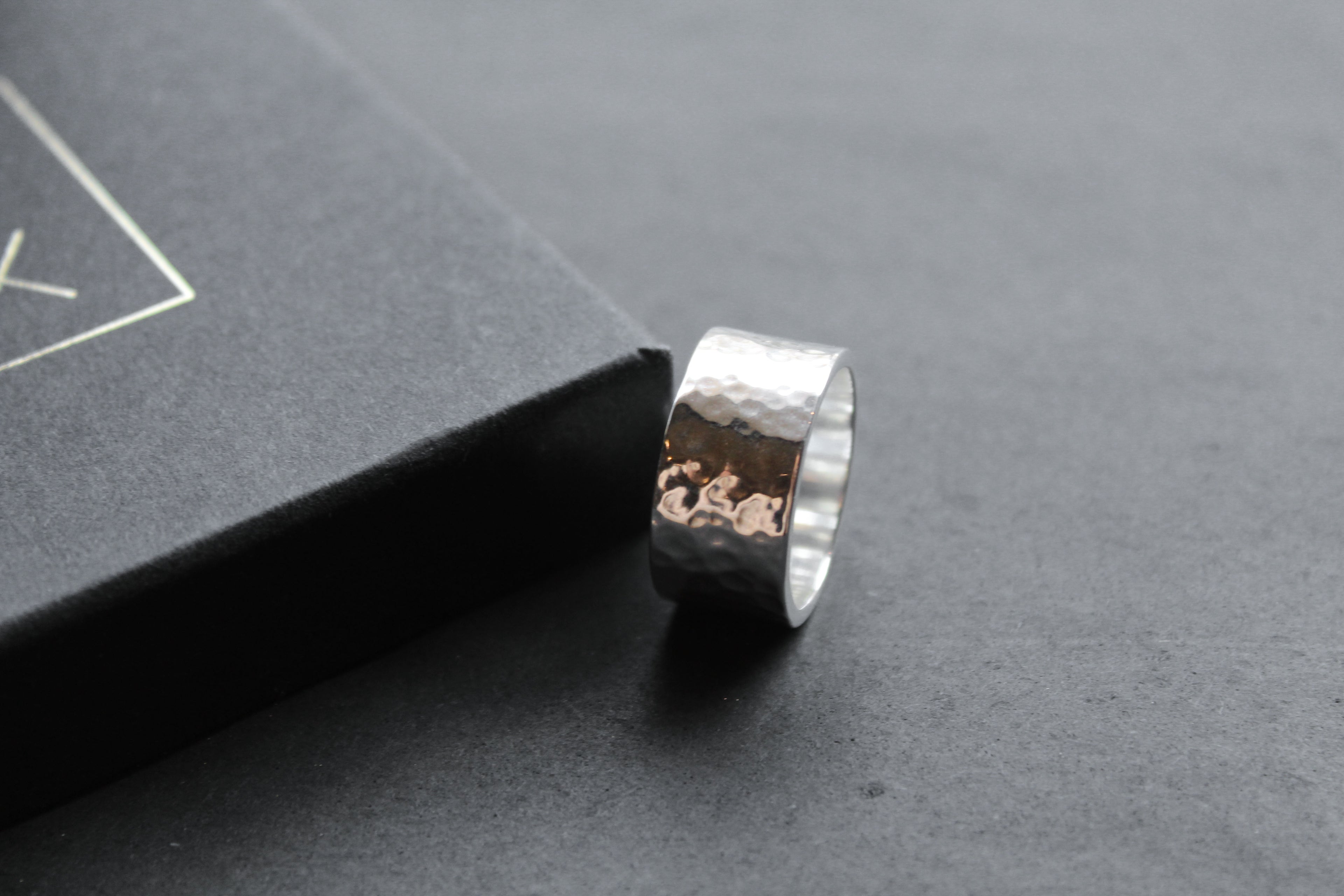 Hammered 10mm Silver Band