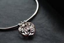 Load image into Gallery viewer, Heart Charm Bangle with Rose Gold Plate
