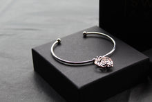 Load image into Gallery viewer, Heart Charm Bangle with Rose Gold Plate
