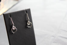 Load image into Gallery viewer, Heart Drop Earrings with Clear CZ Detail
