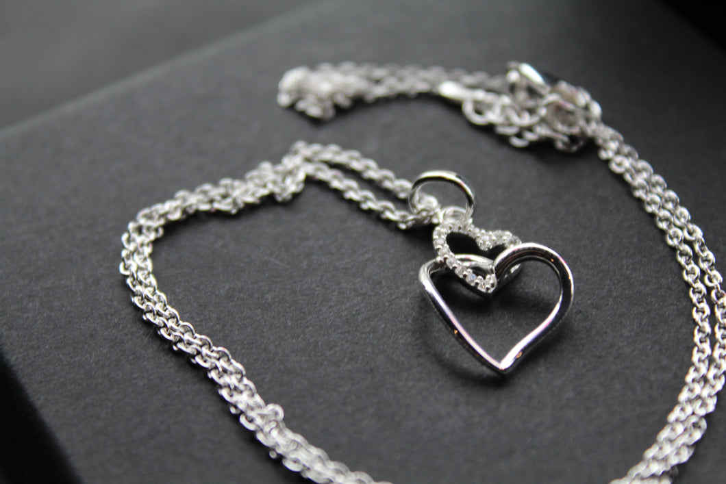 Heart Pendant Necklace with CZ Detail