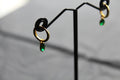 Hinged Hoops with Emerald Glass Teardrop Charm