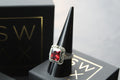 Garnet CZ Marcasite Ring