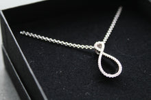 Load image into Gallery viewer, Infinity Charm Pendant with Clear CZ Detail &amp; Rhodium Plate
