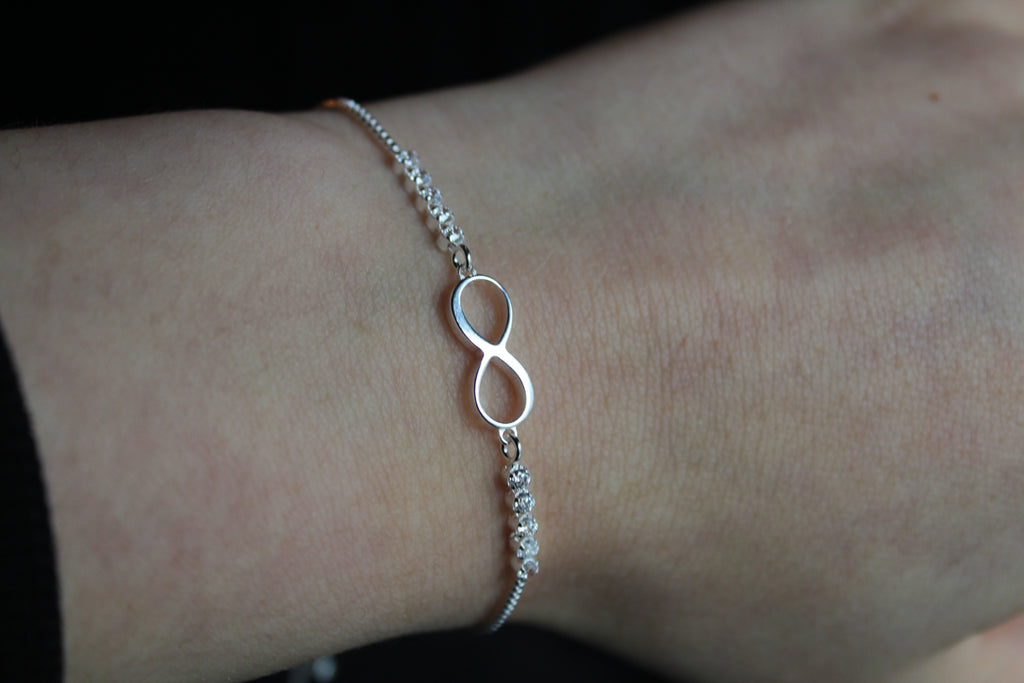 Infinity Slider Bracelet with Clear CZ Stones