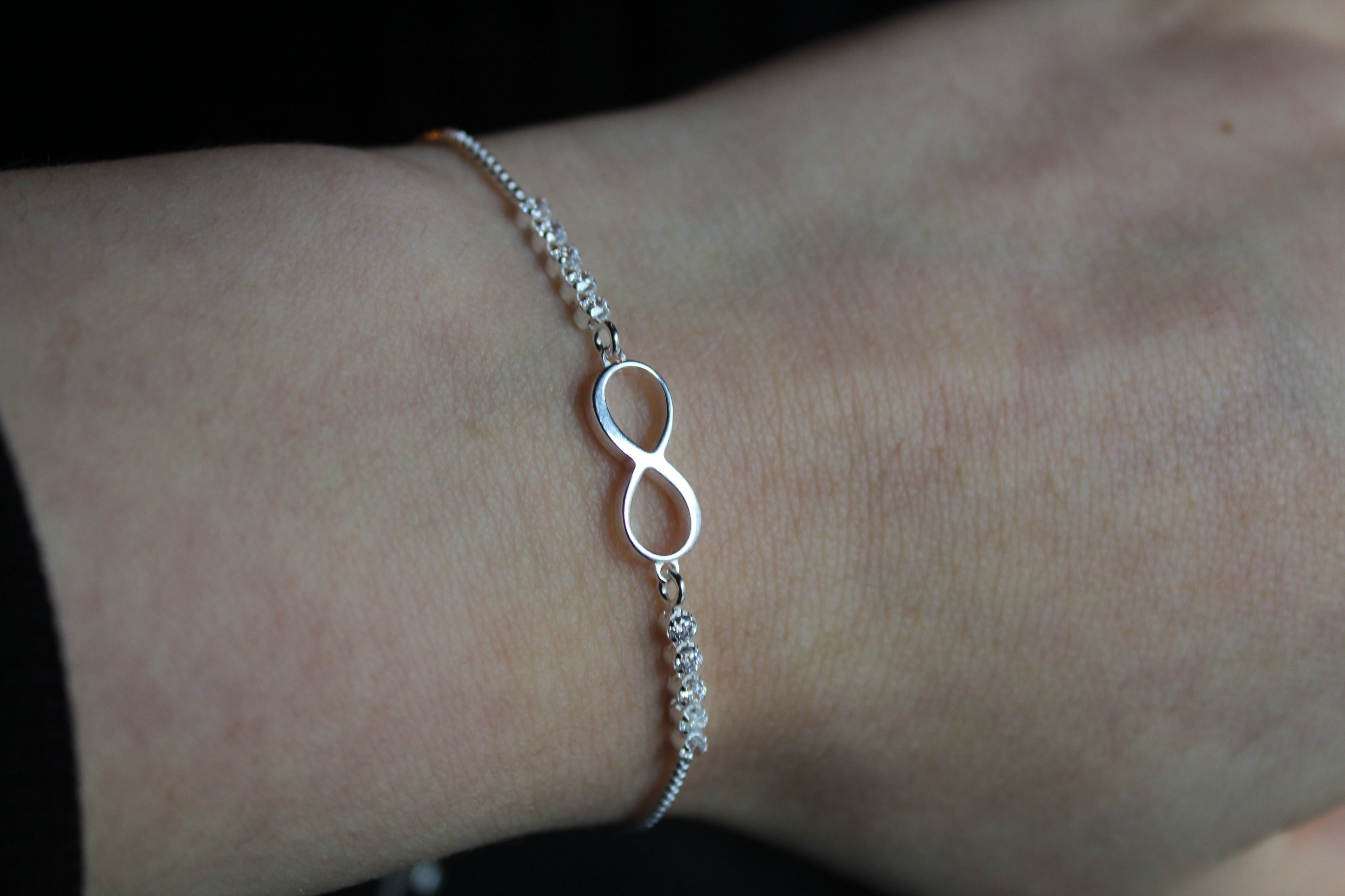 Infinity Slider Bracelet with Clear CZ Stones