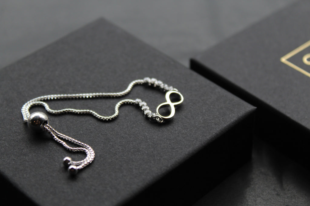 Infinity Slider Bracelet with Clear CZ Stones