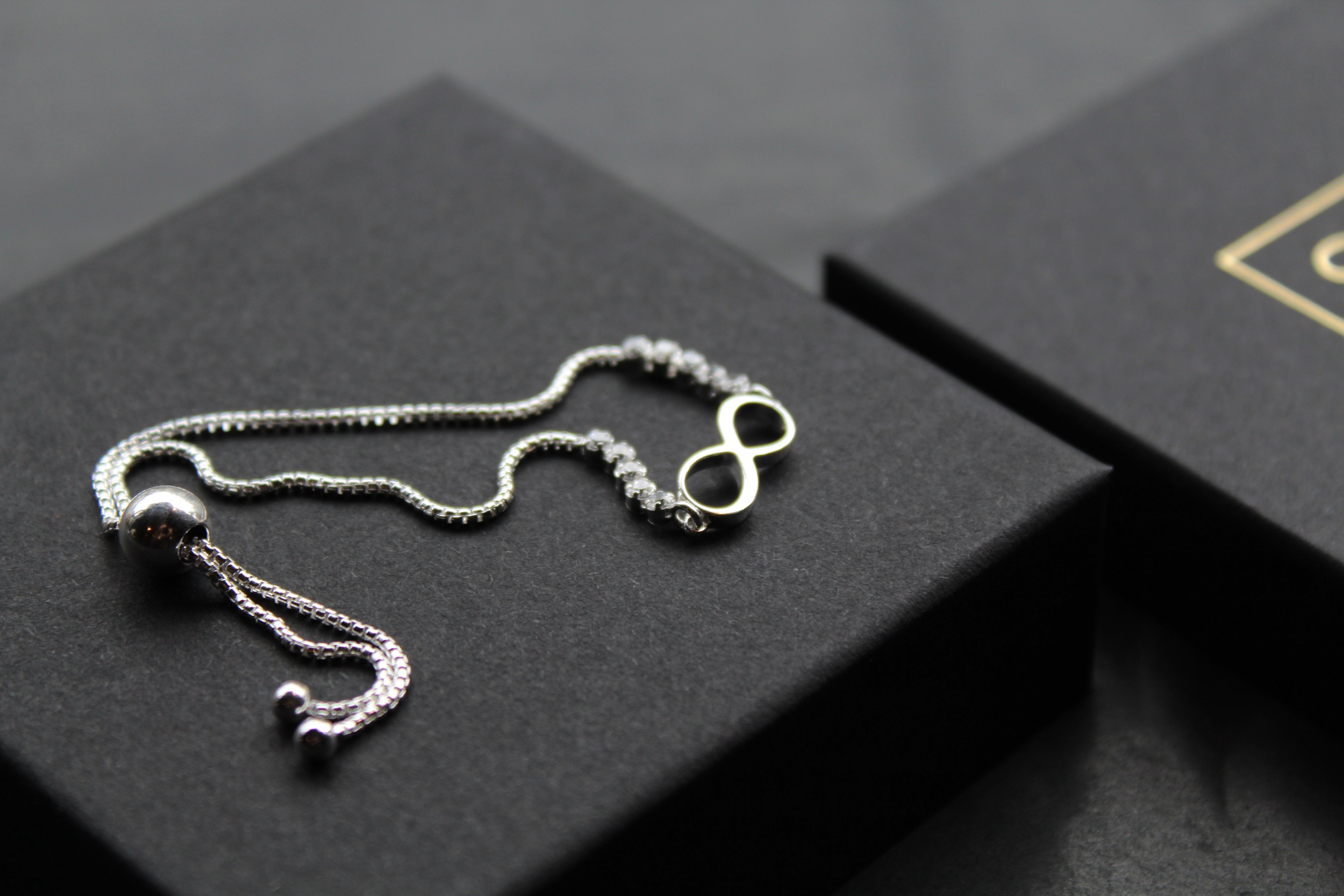 Infinity Slider Bracelet with Clear CZ Stones