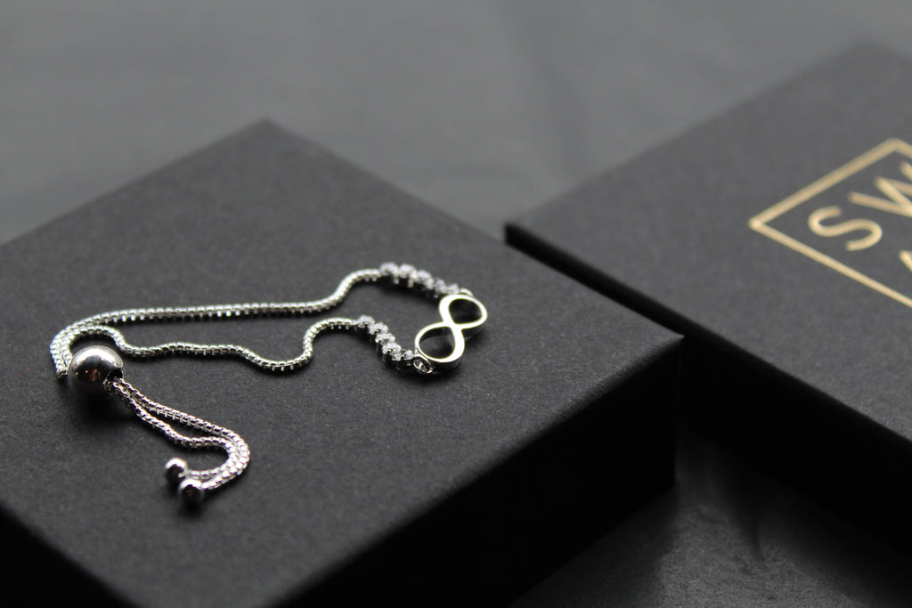 Infinity Slider Bracelet with Clear CZ Stones