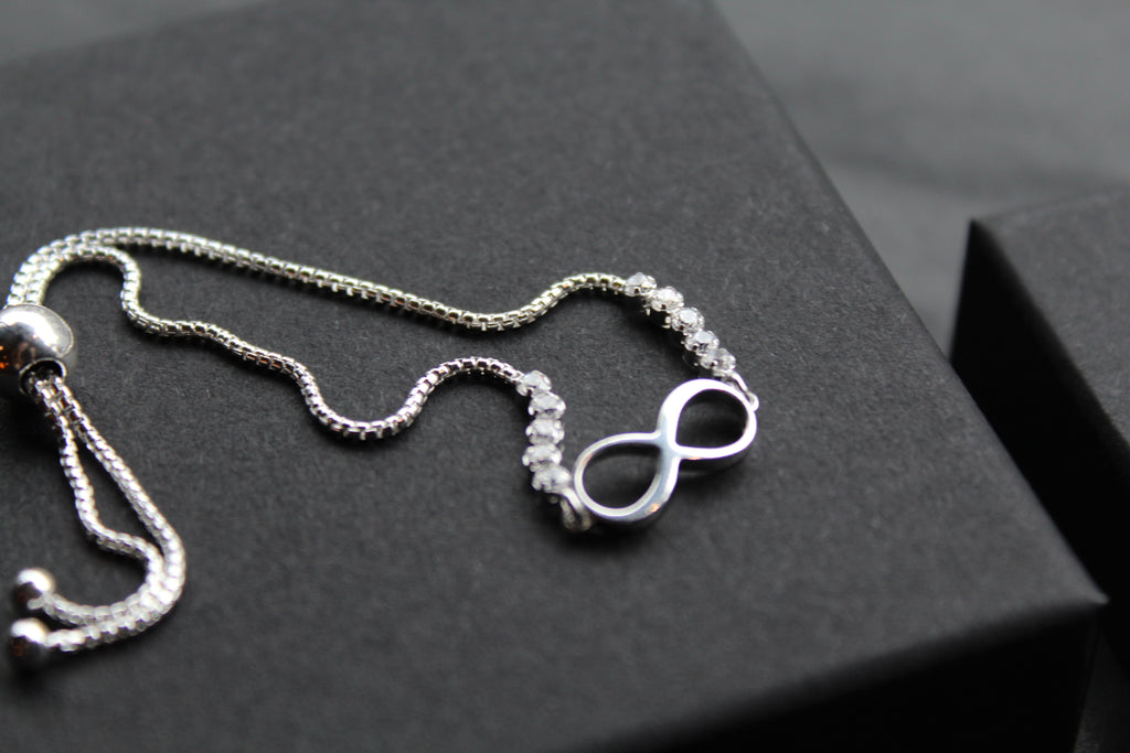 Infinity Slider Bracelet with Clear CZ Stones