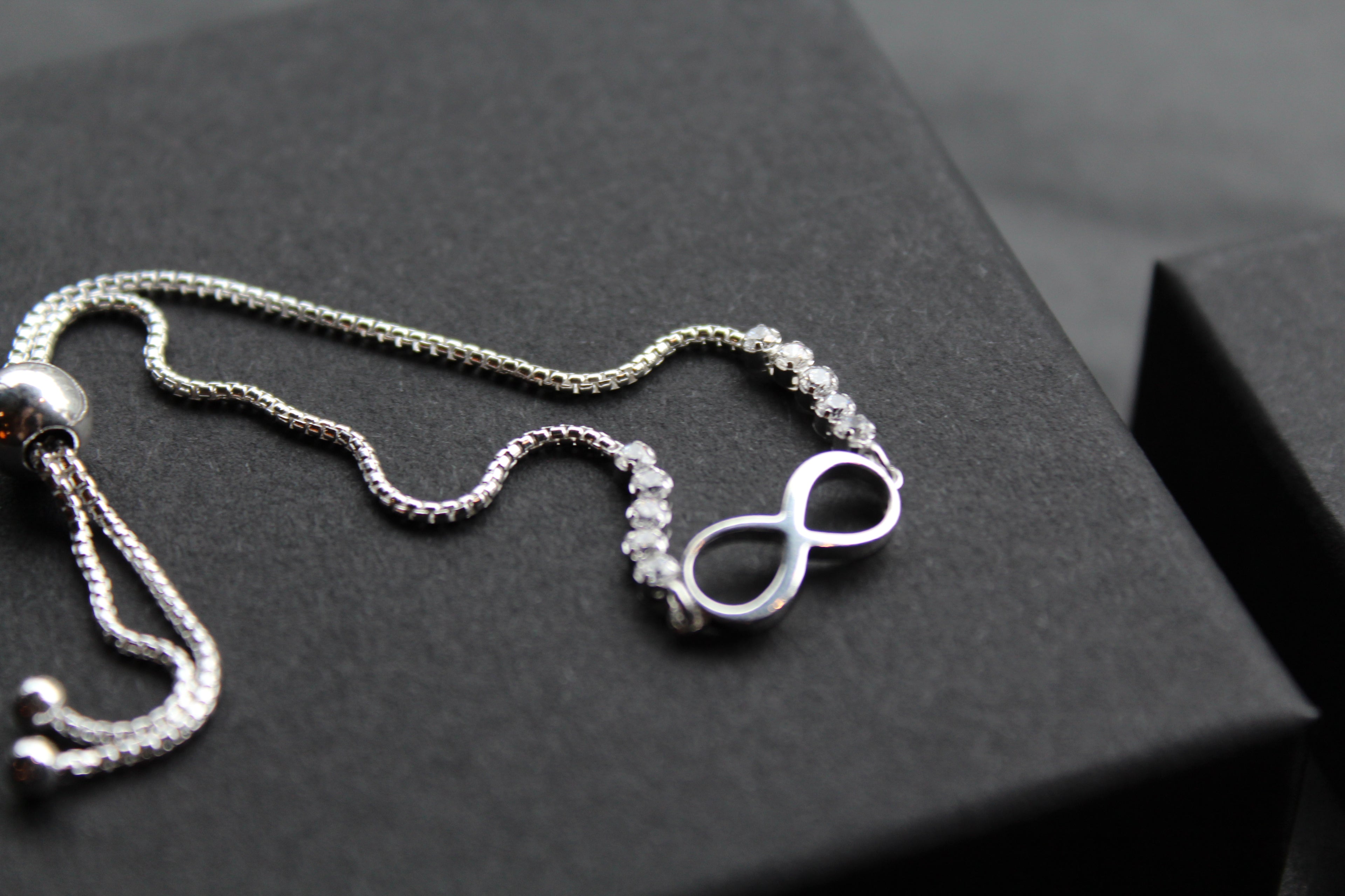 Infinity Slider Bracelet with Clear CZ Stones
