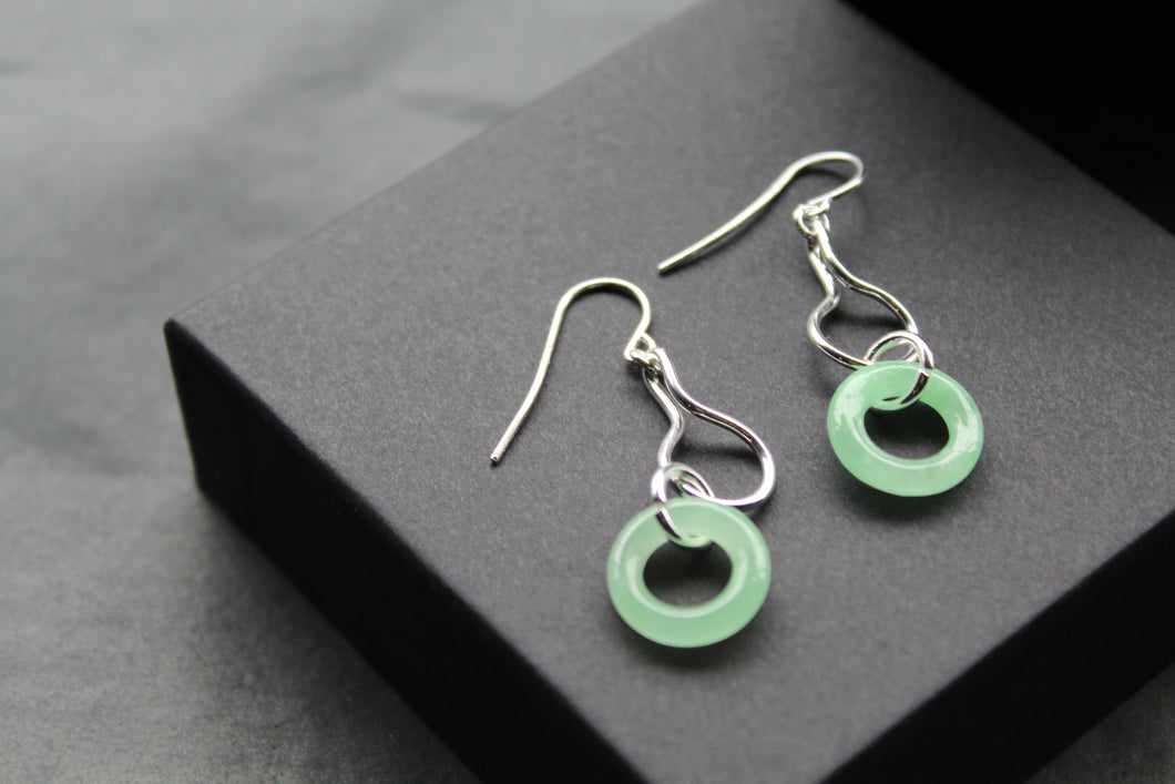 Jade Ring on Loop Drop Earrings