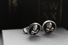 Load image into Gallery viewer, Jolly Roger Silver Round Cufflinks
