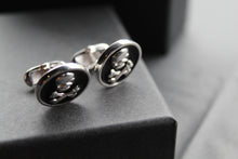 Load image into Gallery viewer, Jolly Roger Silver Round Cufflinks
