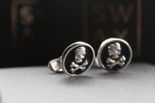 Load image into Gallery viewer, Jolly Roger Silver Round Cufflinks
