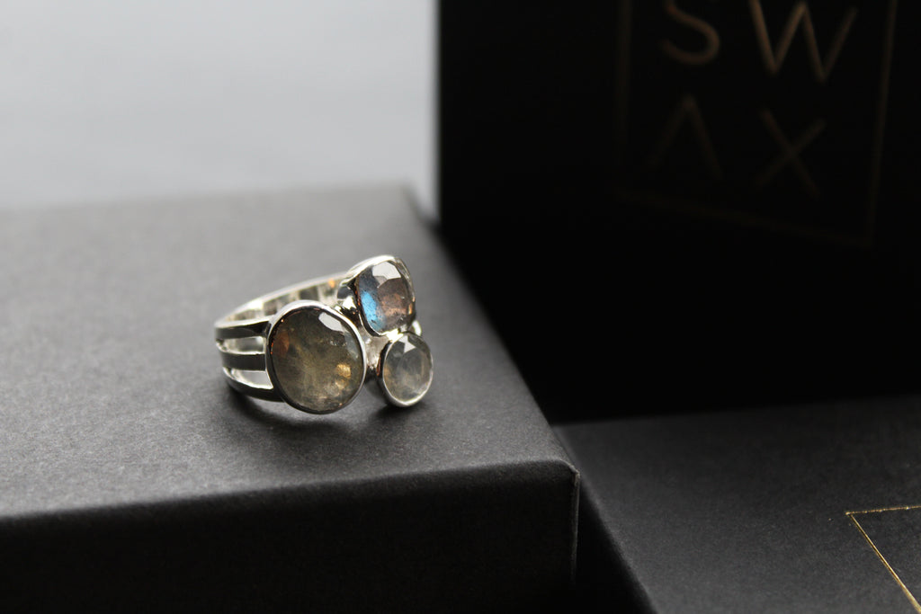 Labradorite Facetted Multi Stone Ring
