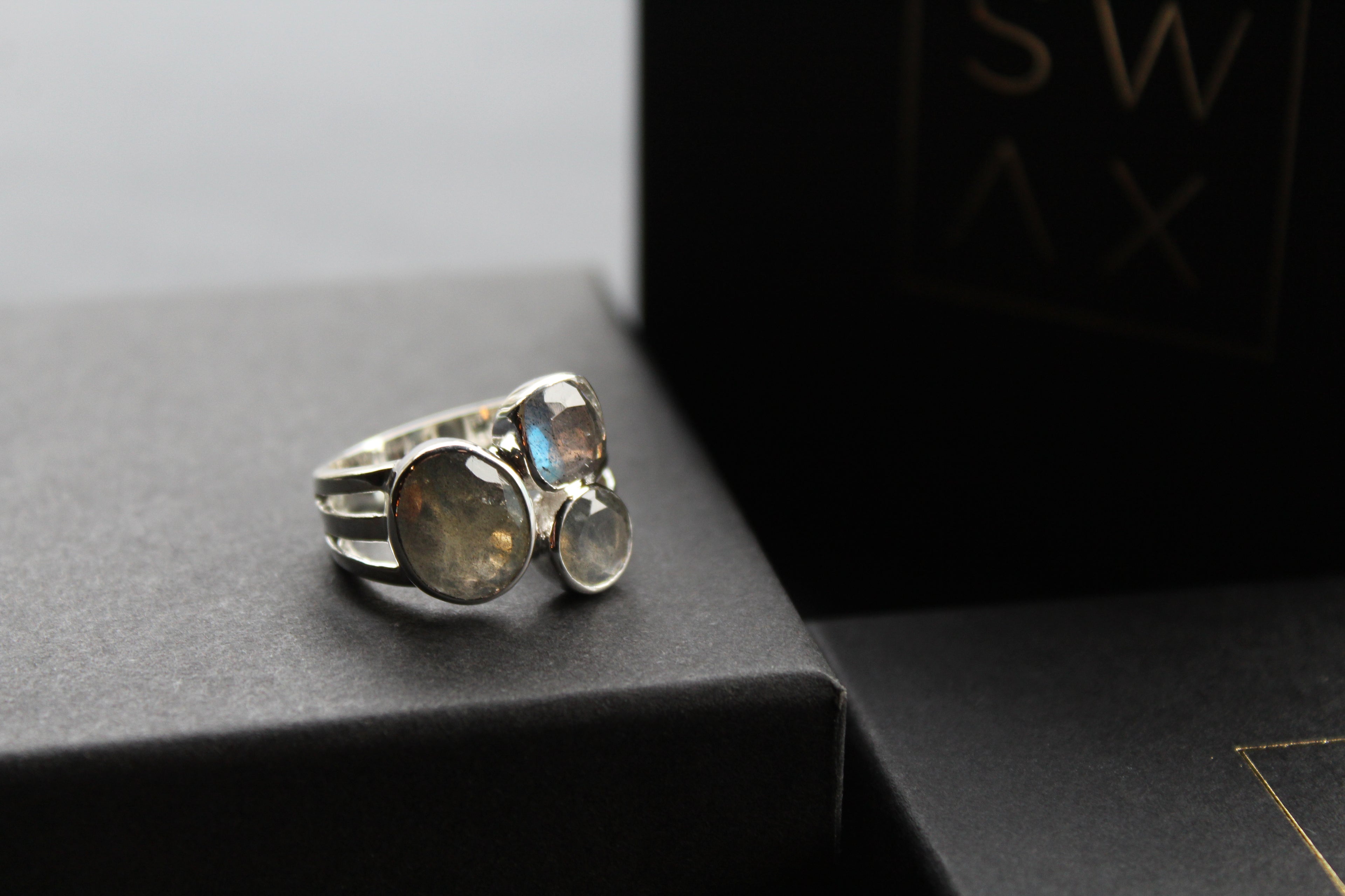 Labradorite Facetted Multi Stone Ring