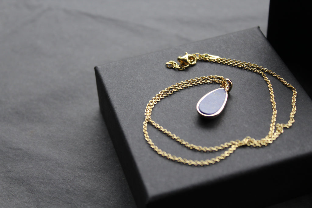 Lapis Tear Drop Pendant and Chain