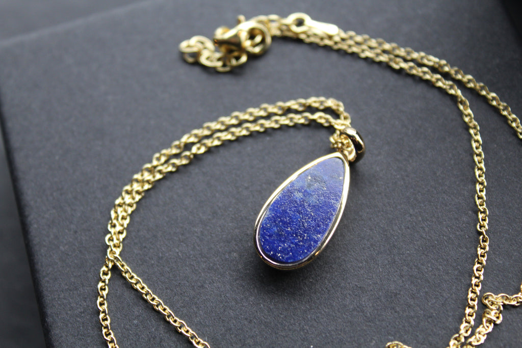 Lapis Tear Drop Pendant and Chain