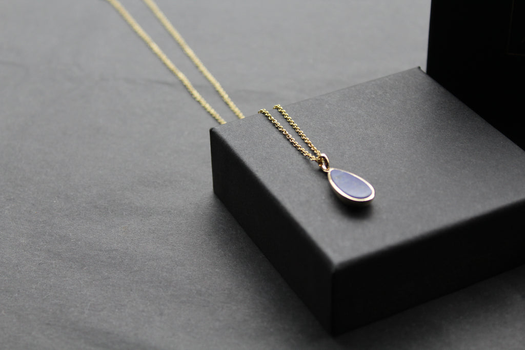 Lapis Tear Drop Pendant and Chain