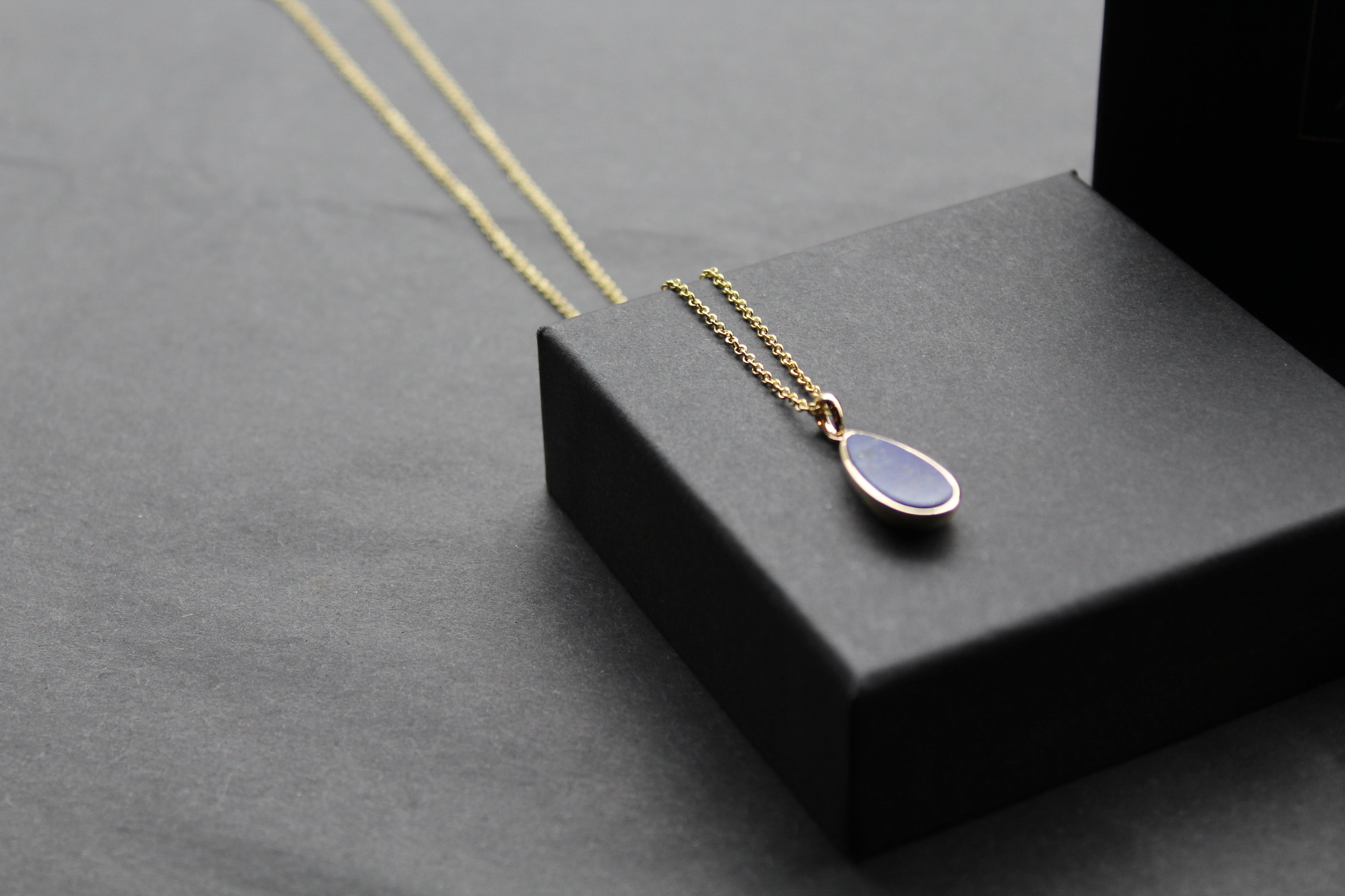 Lapis Tear Drop Pendant and Chain
