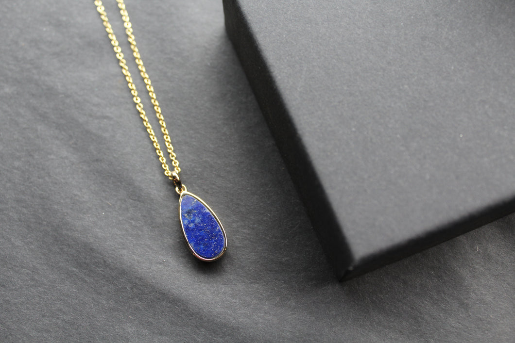 Lapis Tear Drop Pendant and Chain