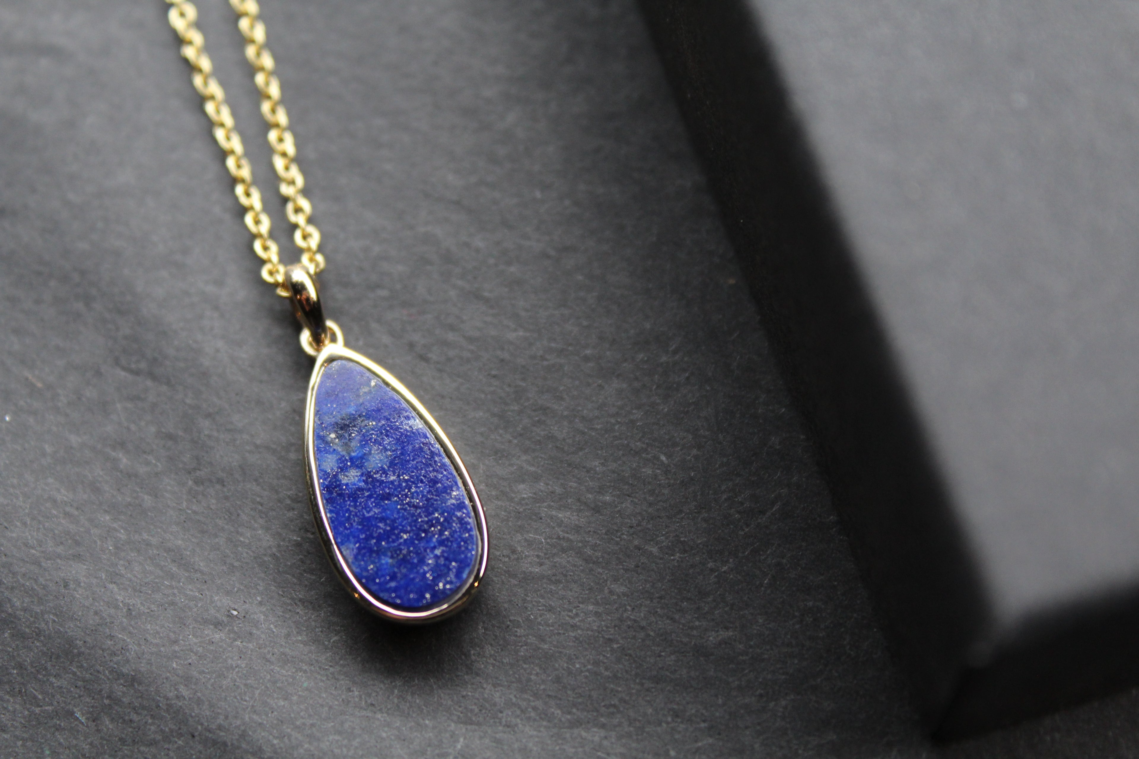 Lapis Tear Drop Pendant and Chain