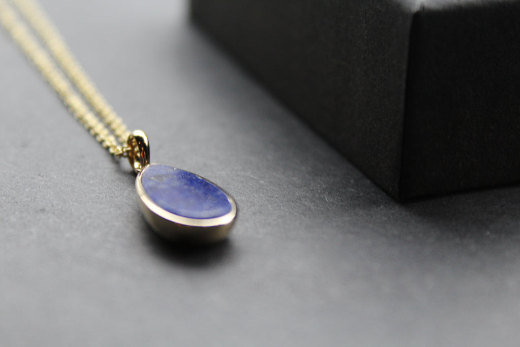 Lapis Tear Drop Pendant and Chain