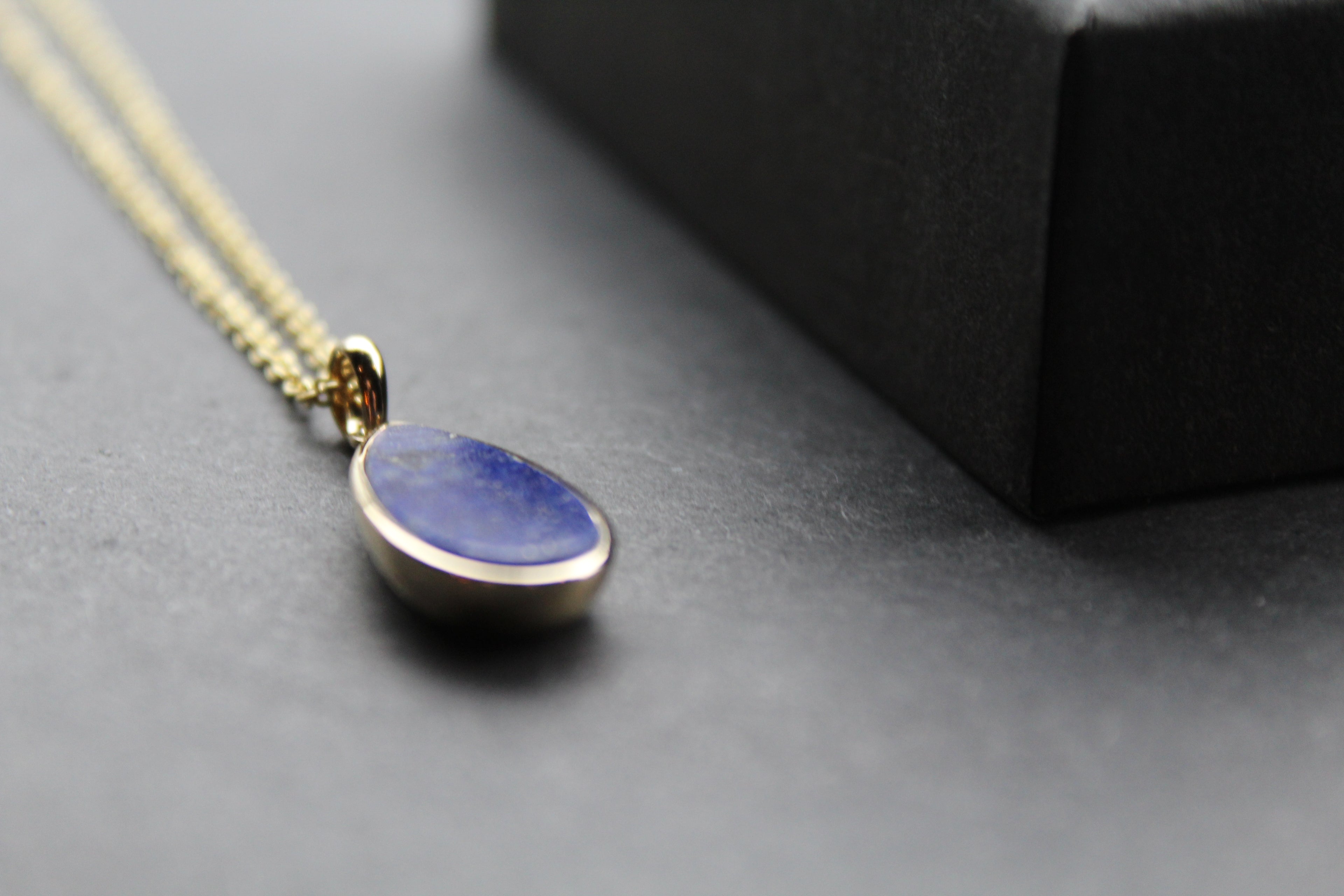 Lapis Tear Drop Pendant and Chain
