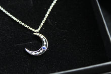 Load image into Gallery viewer, Lapis &amp; Clear CZ Moon on Chain
