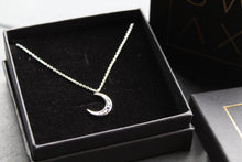 Load image into Gallery viewer, Lapis &amp; Clear CZ Moon on Chain
