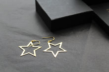Load image into Gallery viewer, Large Open Star Hook-in Drop Earrings

