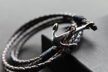 Load image into Gallery viewer, Leather Bracelets with Stainless Steel Anchor Clasp
