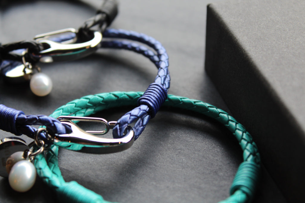 Leather Bracelet with Shrimp Clasp and Pearl Charm