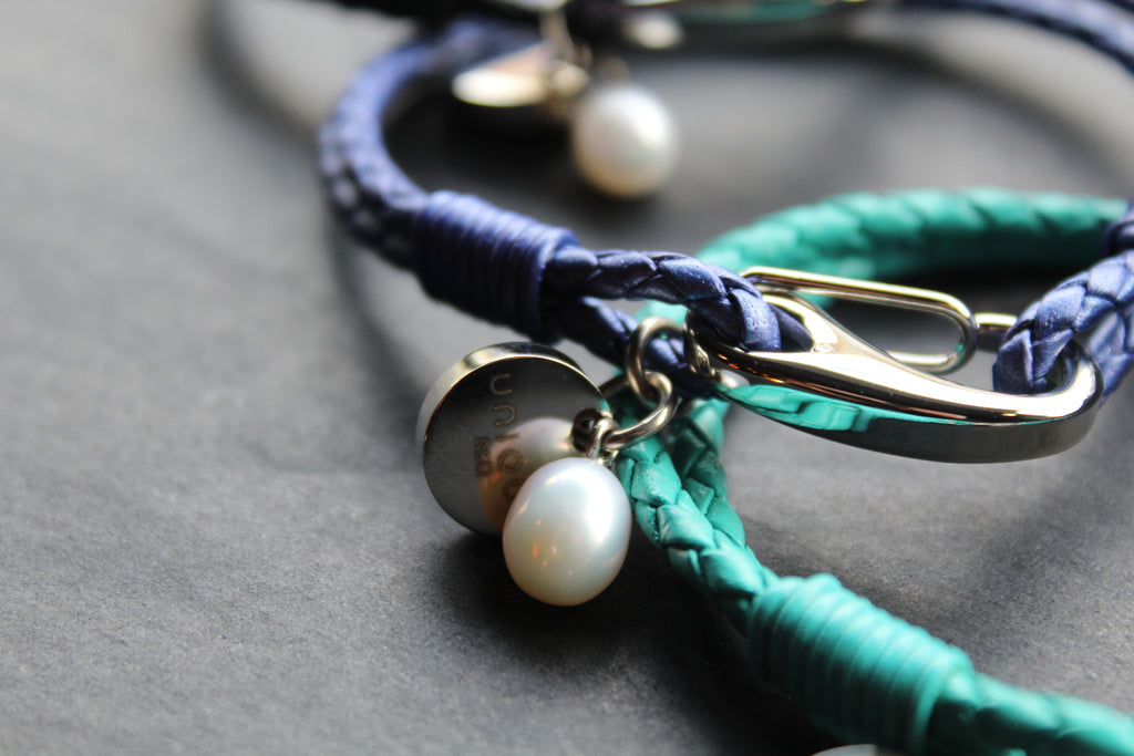 Leather Bracelet with Shrimp Clasp and Pearl Charm