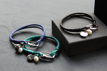 Load image into Gallery viewer, Leather Bracelet with Shrimp Clasp and Pearl Charm
