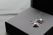 Load image into Gallery viewer, Amethyst Cubic Zirconia Marcasite Drop Earrings
