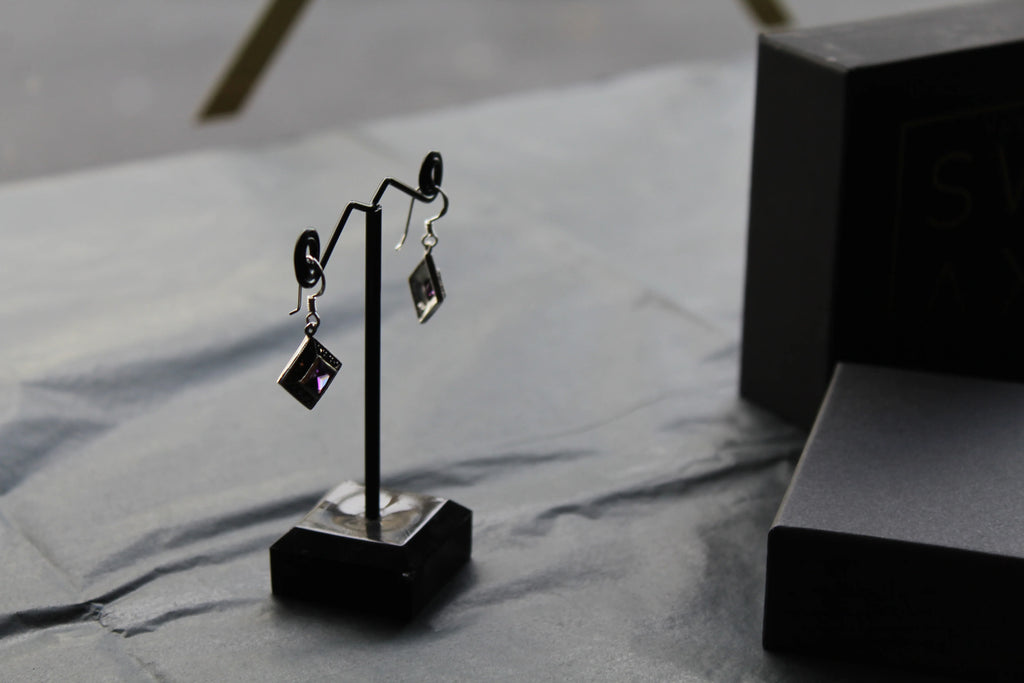 Amethyst Cubic Zirconia Marcasite Drop Earrings - Swax Jewellery Barmouth
