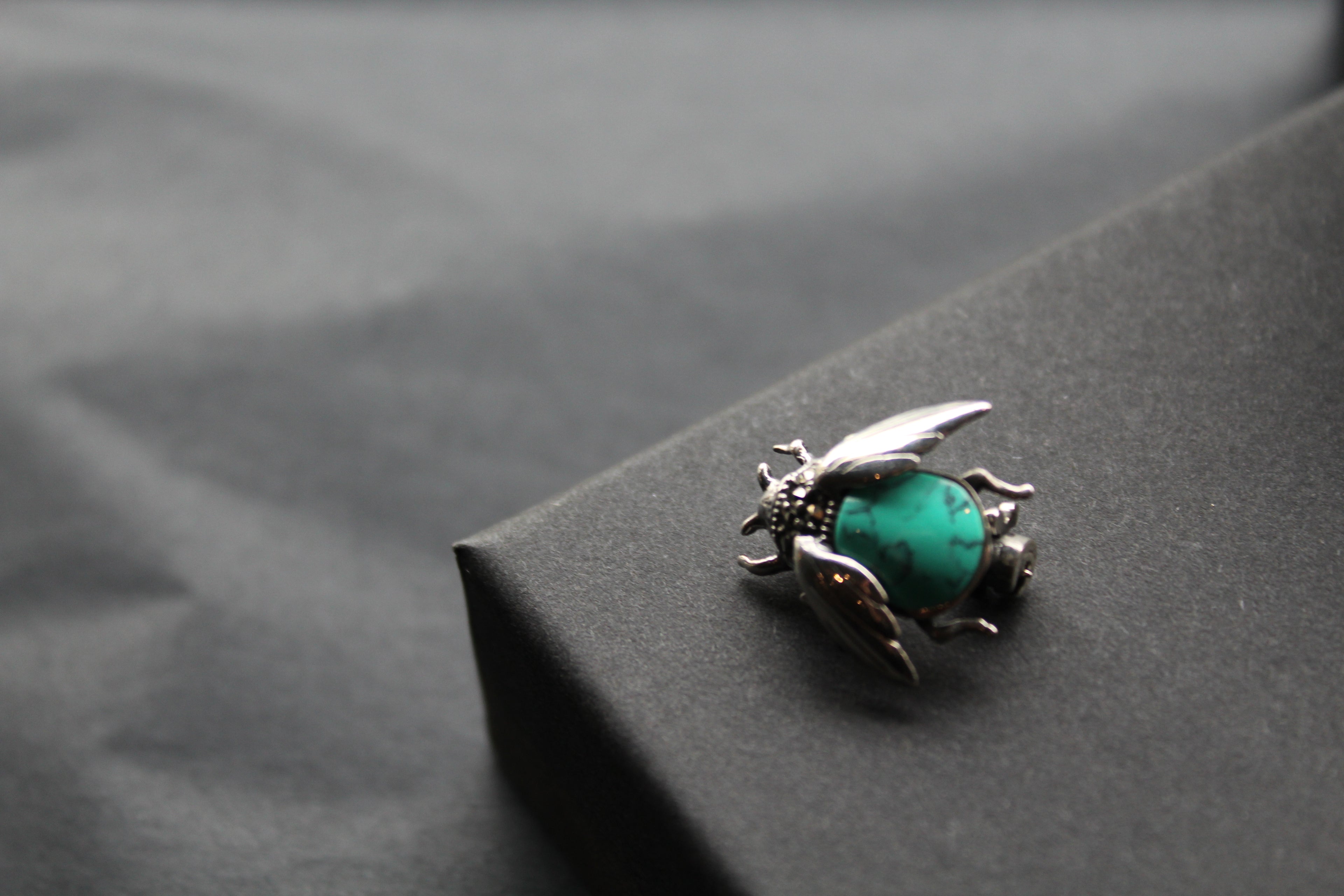 Marcasite Beetle Brooch with Turquoise
