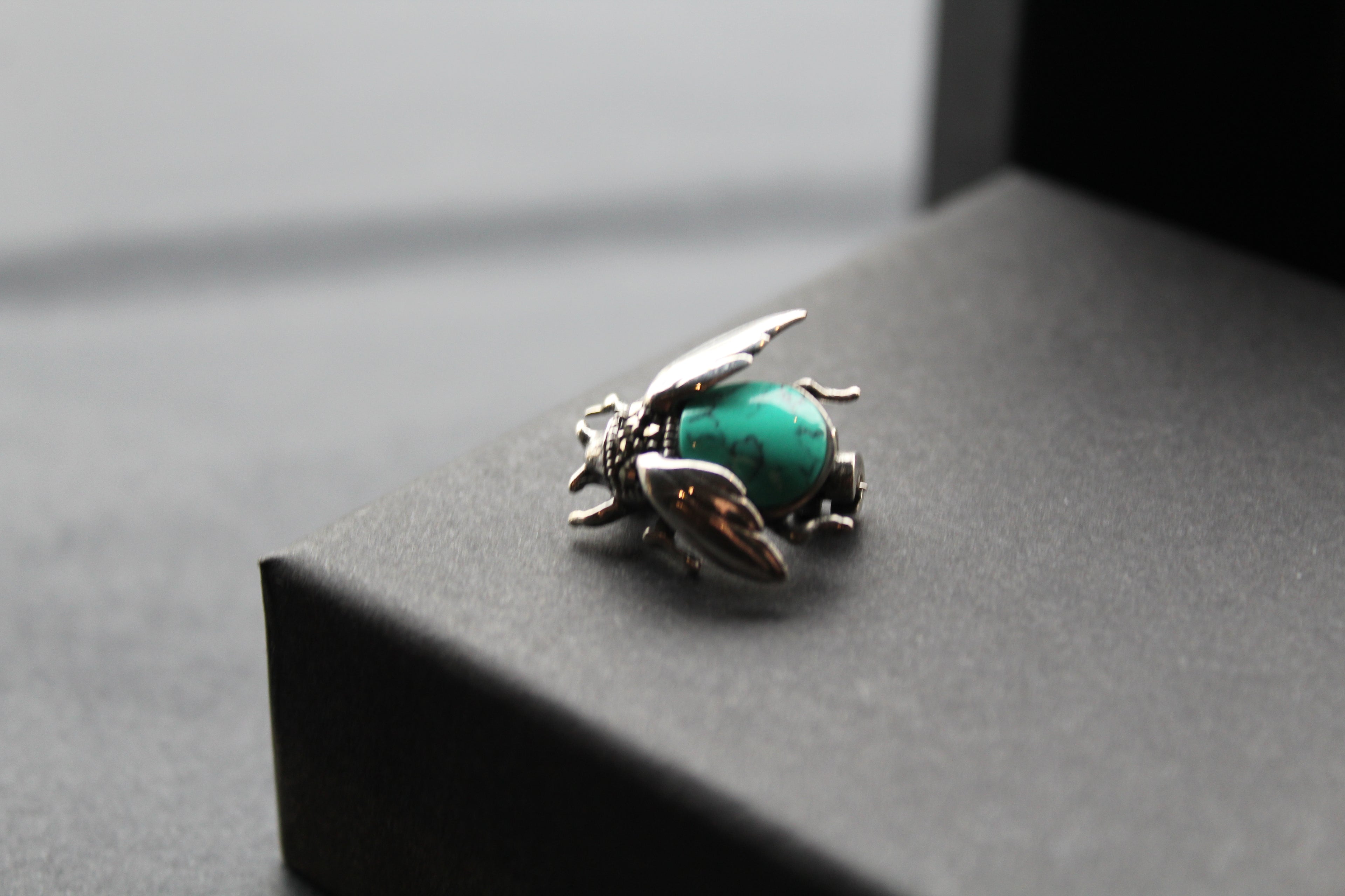 Marcasite Beetle Brooch with Turquoise