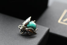 Load image into Gallery viewer, Marcasite Beetle Brooch with Turquoise
