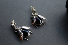 Load image into Gallery viewer, Marcasite Beetle Earring with Onyx
