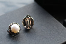 Load image into Gallery viewer, Marcasite Clip On Pearl Studs
