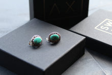 Load image into Gallery viewer, Marcasite Clip On Turquoise Studs
